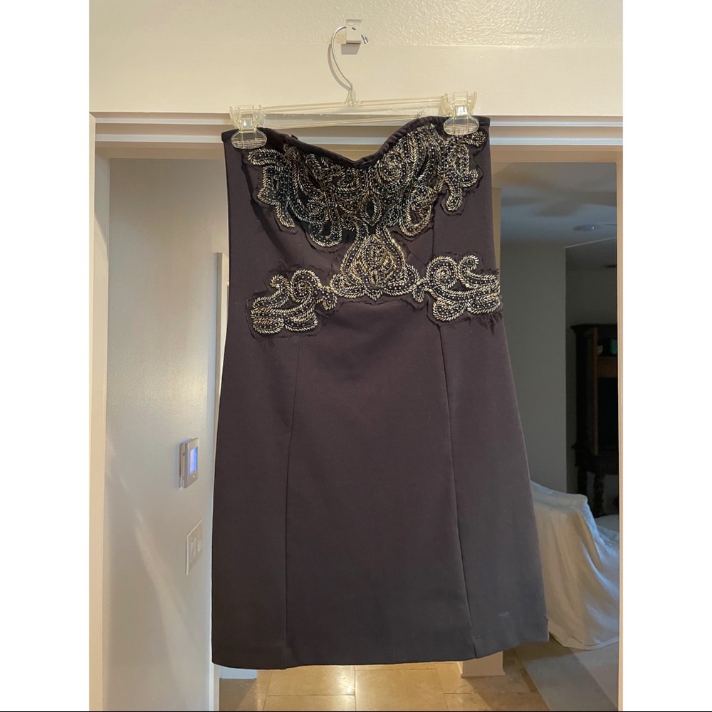 Free People Strapless Black Mini Dress with Sequin Detail | Size M | Worn Once